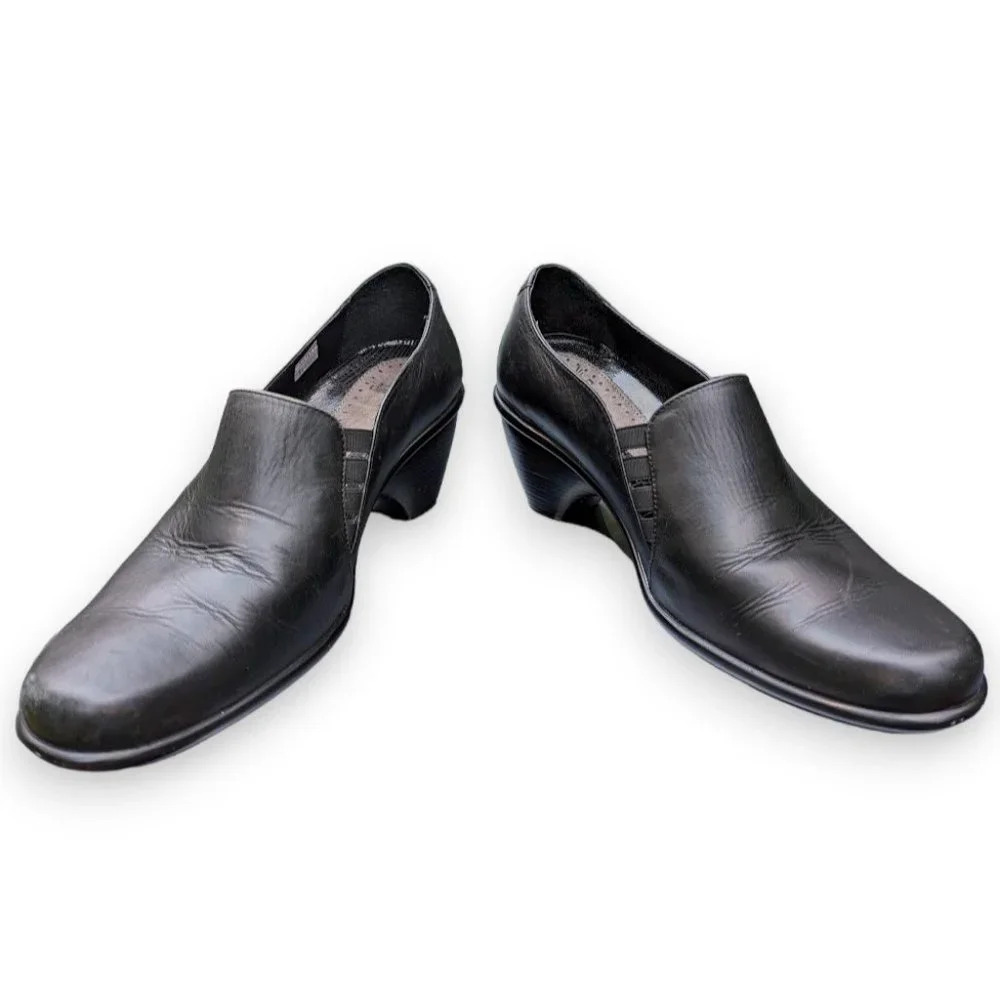 Dansko Raphael Black Leather Shoes Stretch Vamp Closed Toe Shaped Heel size 41 - Picture 8 of 9
